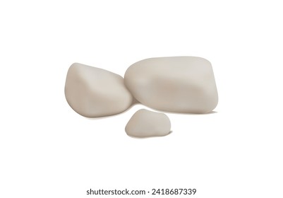 Piedra de guijarros blancos sobre fondo blanco, vector