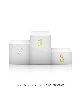 White Pedestal With Numbers. Vector Illustration.