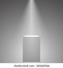 White pedestal. Spotlight. Vector illustration.
