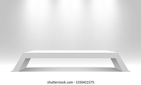 White pedestal. Stand. Desk. Podium. Vector illustration.