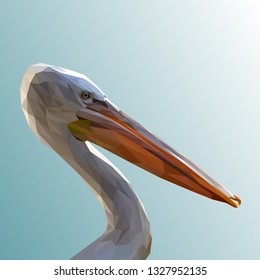 White pelican bird animal low poly design. Triangle vector illustration.