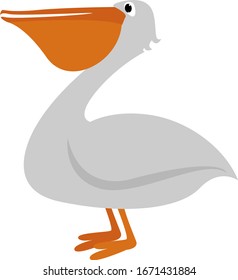 Weißes Pelikan, Illustration, Vektorillustration auf weißem Hintergrund.