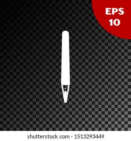 White Pen icon isolated on transparent dark background.  Vector Illustration