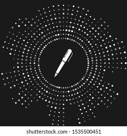 White Pen icon isolated on grey background. Abstract circle random dots. Vector Illustration