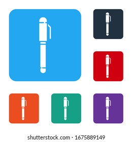White Pen icon isolated on white background. Set icons in color square buttons. Vector Illustration