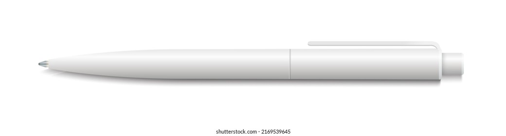 White pen isolated on white background. Mock up of corporate identity