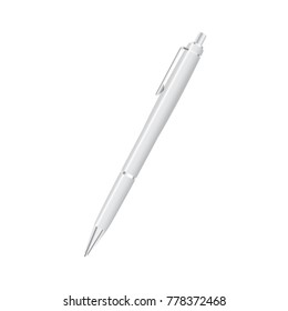 White pen isolated on white, Vector illustration.