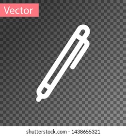 White Pen line icon isolated on transparent background. Vector Illustration
