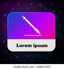 White Pen line icon isolated on black background. Rectangle color button. Vector Illustration White Pen line icon isolated on black background. Rectangle color button. Vector Illustration