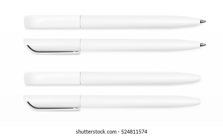 White Pen Set Branding Template. EPS10 Vector