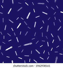 White Pencil with eraser icon isolated seamless pattern on blue background. Drawing and educational tools. School office symbol.  Vector Illustration