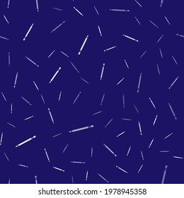 White Pencil with eraser icon isolated seamless pattern on blue background. Drawing and educational tools. School office symbol.  Vector Illustration