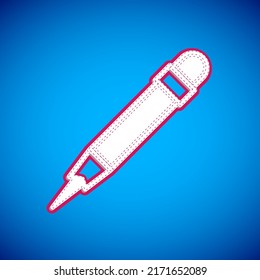 White Pencil with eraser icon isolated on blue background. Drawing and educational tools. School office symbol.  Vector