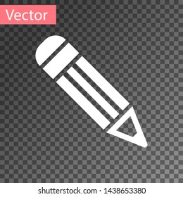 White Pencil icon isolated on transparent background. Education sign. Drawing and educational tools. School office symbol.  Vector Illustration