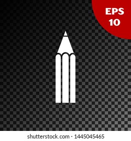 White Pencil icon isolated on transparent dark background. Education sign. Drawing and educational tools. School office symbol.  Vector Illustration