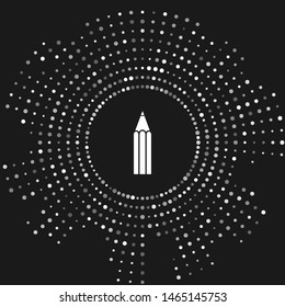 White Pencil icon isolated on grey background. Education sign. Drawing and educational tools. School office symbol. Abstract circle random dots. Vector Illustration