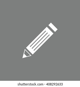 White pencil icon vector illustration. Gray background