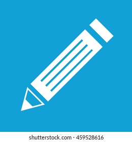 White pencil icon vector illustration. Blue background