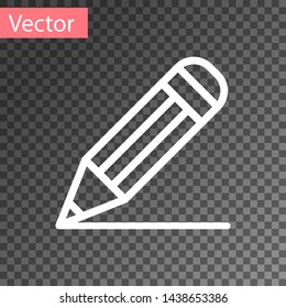 White Pencil and line icon isolated on transparent background. Education sign. Drawing and educational tools. School office symbol.  Vector Illustration