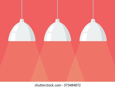 White pendant lamps. Flat style design