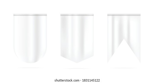 White pennant banners isolated on white
