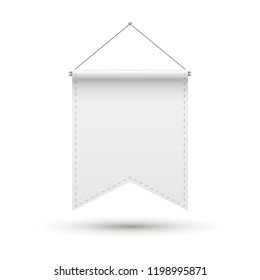 White Pennant flag award banner. Blank pennant design template mockup. Empty space advertising.