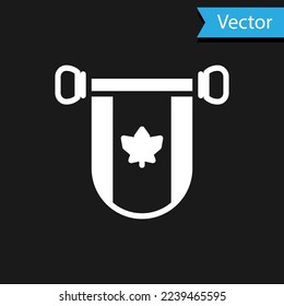 Bandera de Pennant Blanco del icono de Canadá aislado en el fondo negro. Bandera del país de Norteamérica.  Vector