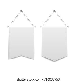 White pennant hanging set isolated on a white background