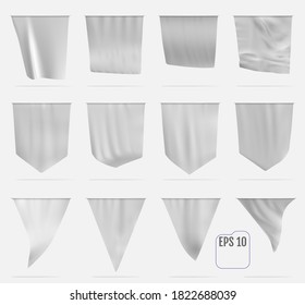 White pennant mockups. White blank flags