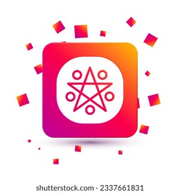 Weißes Pentagramm in einem Kreis Symbol einzeln auf weißem Hintergrund. Magisches okkultes Sternsymbol. Knopf für quadratische Farbe. Vektorgrafik