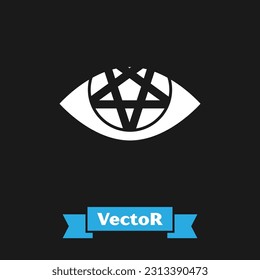 White Pentagram icon isolated on black background. Magic occult star symbol.  Vector Illustration