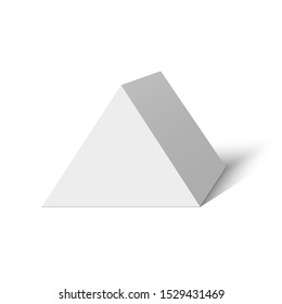 White pentahedron. Polyhedron. Triangular box. Vector illustration.
