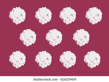 White peonies on a pop Art lilac pattern  background