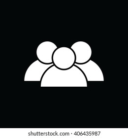 White people vector icon. Black background