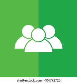White people vector icon. Green background