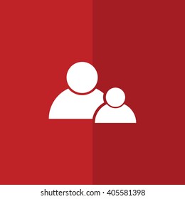 White people vector icon. Red background