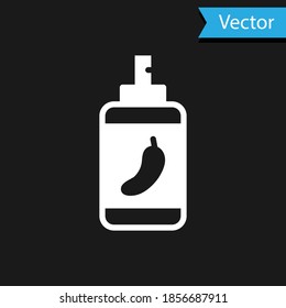 Weißes Pfefferspray, Symbol einzeln auf schwarzem Hintergrund. OC-Gas. Capsicum selbst verteidigt Aerosol. Vektorgrafik.