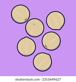 White pepper vector illustration in flat design. Spices illustration with isolated object