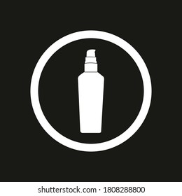 White perfume bottle on the black background. Vector illustration of white bottle.