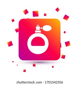 Icono de Perfume blanco aislado en fondo blanco. Botón Color cuadrado. Ilustración vectorial