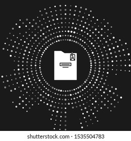 White Personal folder icon isolated on grey background. Abstract circle random dots. Vector Illustration