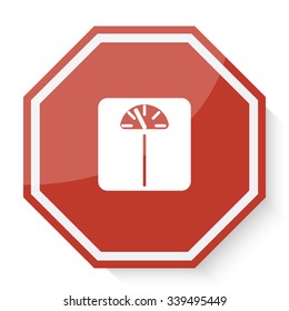 White Personal Scale icon on red stop sign web app