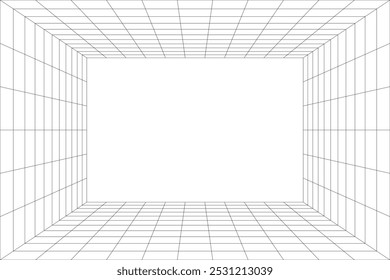 White perspective grid room on white background