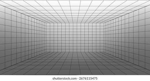 Sala de rejilla de perspectiva blanca sobre fondo blanco. EPS.10