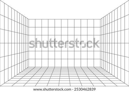 White perspective grid room on white background
