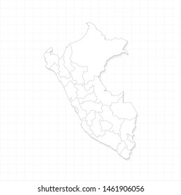 White Peru map and grid vector. Thin gray outline on white background. EPS10.