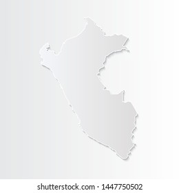 White Peru map-countries. Vector paper map of Peru on a gray background. Vector illustration.