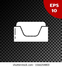 White Pet bed icon isolated on transparent dark background.  Vector Illustration