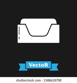 White Pet bed icon isolated on black background.  Vector Illustration