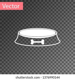 White Pet food bowl for cat or dog icon isolated on transparent background. Dog bone sign. Vector Illustration